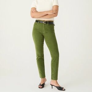 J Crew green straight leg corduroy pants
